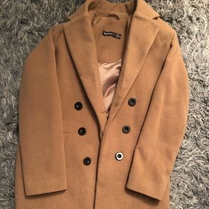 double breasted camel duster coat